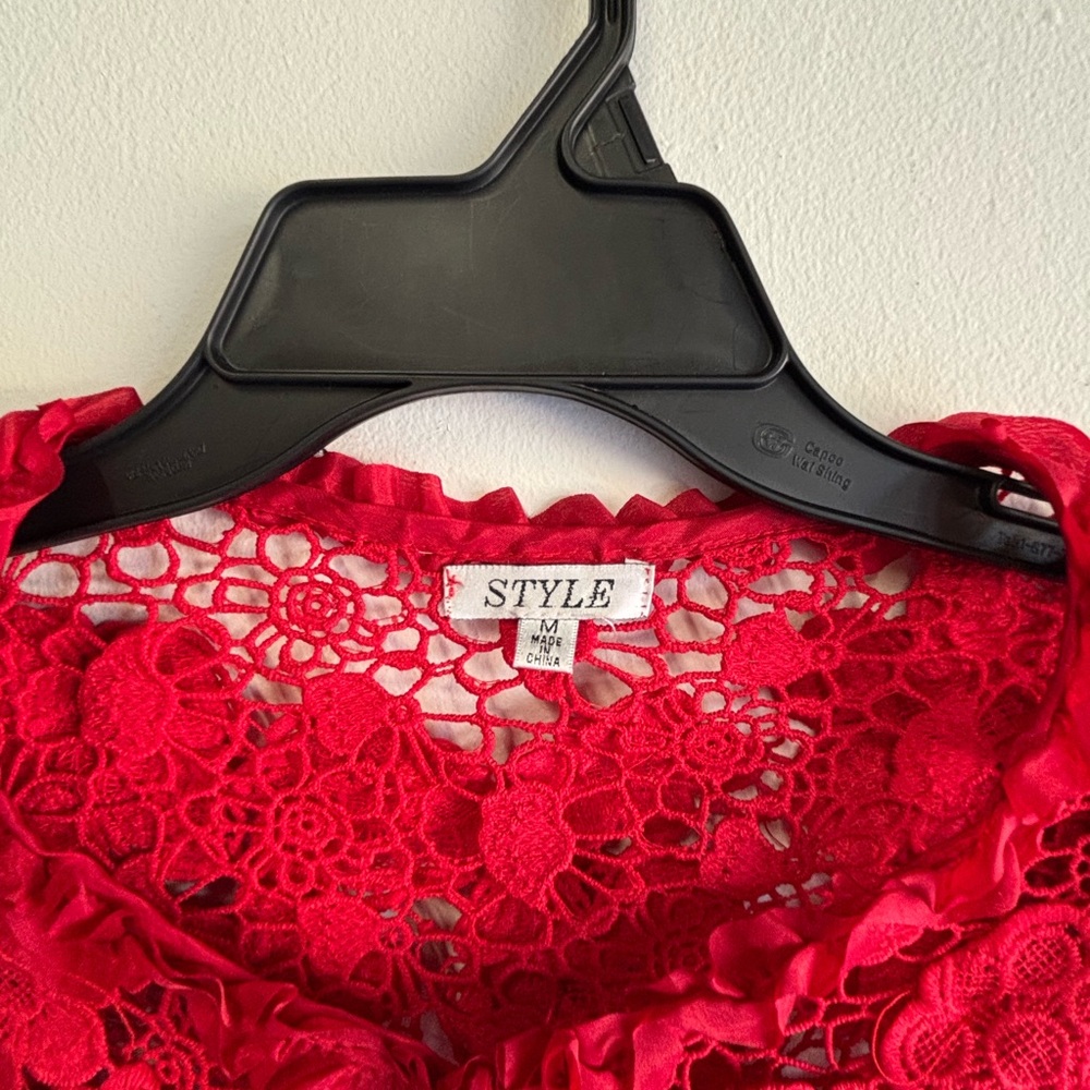 Scully Red Floral Lace Blouse - Picture 2 of 6